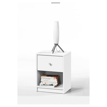 Load image into Gallery viewer, Contemporary 1-Drawer Nightstand with Storage Shelf in White
