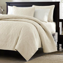 Load image into Gallery viewer, Twin / Twin XL size Quilted Coverlet Set with One Pillow Sham in Ivory
