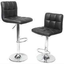 Load image into Gallery viewer, Set of 2 - Adjustable Height Bar Stool with Black Faux Leather Cushion Seat
