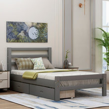 Load image into Gallery viewer, Twin size Gray Low Profile 2 Drawer Storage Platform Bed
