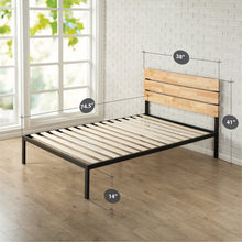 Load image into Gallery viewer, Twin size Heavy Duty Metal Platform bed Frame with Wood Slats and Headboard
