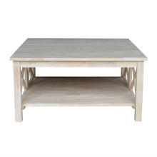 Load image into Gallery viewer, Square Unfinished Solid Wood Coffee Table with Bottom Shelf
