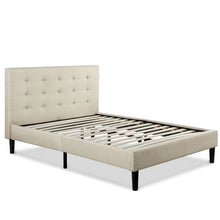 Load image into Gallery viewer, Full size Taupe Beige Upholstered Platform Bed Frame with Headboard
