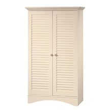 Load image into Gallery viewer, Antique White Finish Wardrobe Armoire Storage Cabinet with Louver Doors
