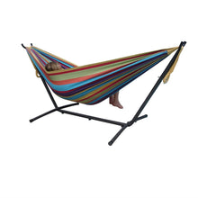 Load image into Gallery viewer, Tropical Fabric Double Hammock with 9-Foot Steel Stand
