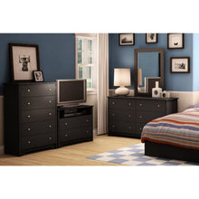 Load image into Gallery viewer, Black 6 Drawer Bedroom Dresser with Nickle Metal Knobs Handles
