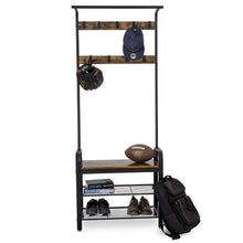 Load image into Gallery viewer, Entryway Modern Industrial Style Hall Tree Coat Rack Shoe Storage Bench
