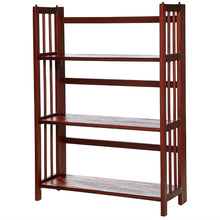 Load image into Gallery viewer, 3-Shelf Folding Storage Shelves Bookcase in Walnut Wood Finish
