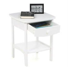 Load image into Gallery viewer, White Wood Contemporary 1-Drawer Bedside Table Nightstand
