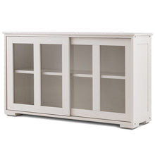 Load image into Gallery viewer, Modern White Wood Buffet Sideboard Cabinet with Glass Sliding Door
