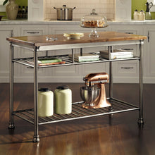 Load image into Gallery viewer, Classic French Style Hardwood Butcher Block Top Metal Kitchen Utility Table
