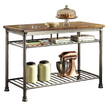 Load image into Gallery viewer, Classic French Style Hardwood Butcher Block Top Metal Kitchen Utility Table
