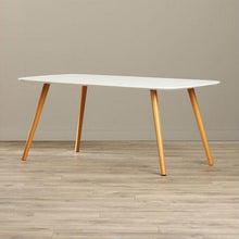 Load image into Gallery viewer, White Top Mid-Century Coffee Table with Solid Wood Legs
