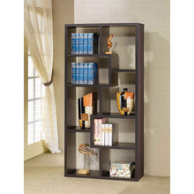 Load image into Gallery viewer, Modern 70-in High Display Cabinet Bookcase in Dark Brown Cappuccino Wood Finish
