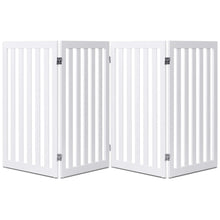 Load image into Gallery viewer, Folding 4-Panel Dog Gate Pet Fence in White Wood Finish
