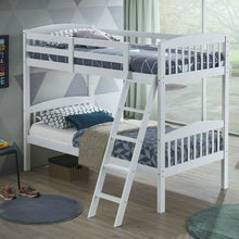 Load image into Gallery viewer, Twin over Twin Wooden Bunk Bed with Ladder in White Wood Finish
