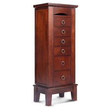 Load image into Gallery viewer, Medium Brown Wood Jewlery Armoire Storage Chest Cabinet with Mirror
