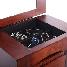 Load image into Gallery viewer, Medium Brown Wood Jewlery Armoire Storage Chest Cabinet with Mirror
