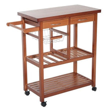 Load image into Gallery viewer, Kitchen Island Cart with Wine Rack and Wooden Cutting Board Top
