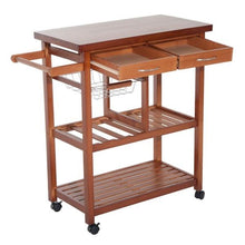 Load image into Gallery viewer, Kitchen Island Cart with Wine Rack and Wooden Cutting Board Top
