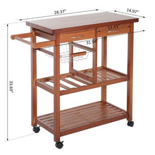 Load image into Gallery viewer, Kitchen Island Cart with Wine Rack and Wooden Cutting Board Top
