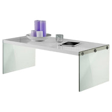Load image into Gallery viewer, White Modern Rectangular Coffee Table with Tempered Glass Legs
