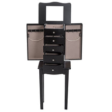 Load image into Gallery viewer, Black Wood 5-Drawer Jewelry Chest Storage Chest Cabinet with Mirror
