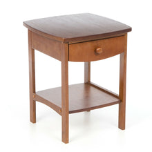 Load image into Gallery viewer, Walnut Wood Finish 1-Drawer Bedroom Nightstand Bedside Table
