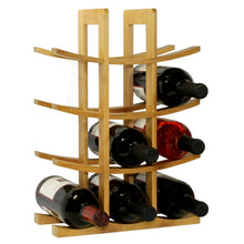 Load image into Gallery viewer, 12-Bottle Wine Rack Modern Asian Style in Natural Bamboo
