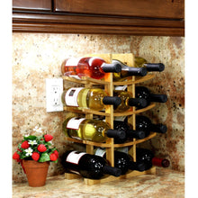 Load image into Gallery viewer, 12-Bottle Wine Rack Modern Asian Style in Natural Bamboo
