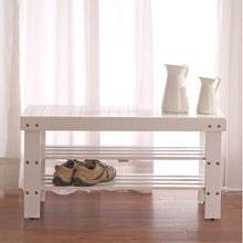 Load image into Gallery viewer, Solid Wood Shoe Rack Entryway Storage Bench in White
