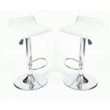 Load image into Gallery viewer, Set of 2 - Modern Chrome Air Lift Swivel Bar Stool with White Seat
