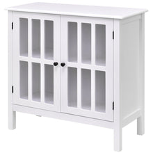 Load image into Gallery viewer, White Wood Sideboard Buffet Cabinet with Glass Panel Doors
