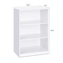 Load image into Gallery viewer, Modern 3-Shelf Bookcase in White Wood Finish
