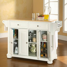 Load image into Gallery viewer, White Kitchen Island Storage Cabinet with Solid Wood Top
