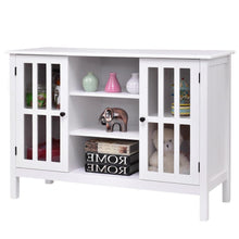 Load image into Gallery viewer, White Wood Sofa Table Console Cabinet with Tempered Glass Panel Doors
