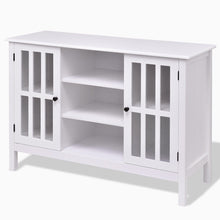 Load image into Gallery viewer, White Wood 43-inch TV Stand with Glass Panel Doors
