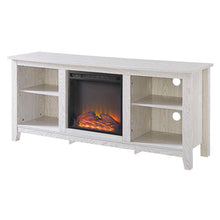 Load image into Gallery viewer, Whitewash 58-inch TV Stand Electric Fireplace Space Heater
