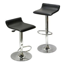 Load image into Gallery viewer, Set of 2 Modern Air-Lift Adjustable Bar Stools with Black Seat
