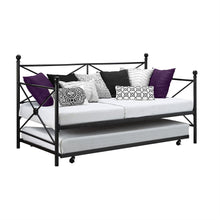 Load image into Gallery viewer, Twin size Contemporary Daybed and Trundle Set in Black Metal Finish
