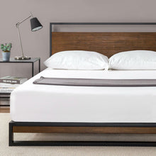 Load image into Gallery viewer, Full size Metal Wood Platform Bed Frame with Headboard
