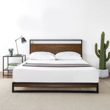Load image into Gallery viewer, Full size Metal Wood Platform Bed Frame with Headboard
