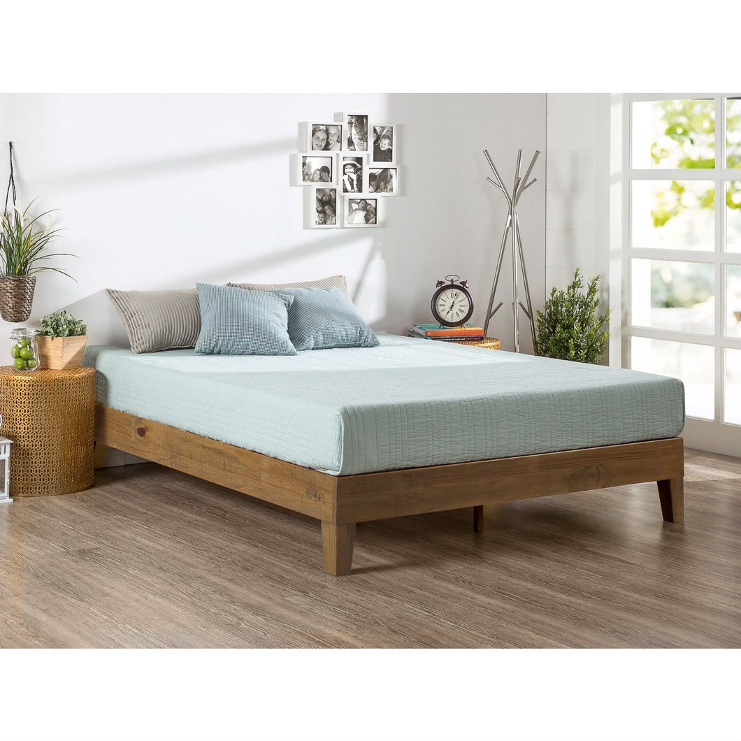 Twin size Solid Wood Platform Bed Frame in Pine Finish